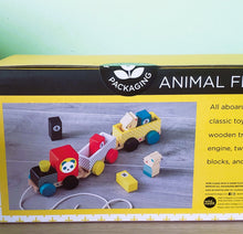 Wood pull along train toy